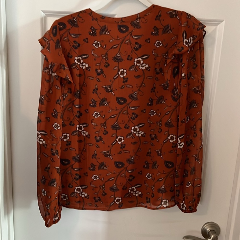 Loft Top With Flutter Shoulder Sleeves - Rust/Ora… - image 2